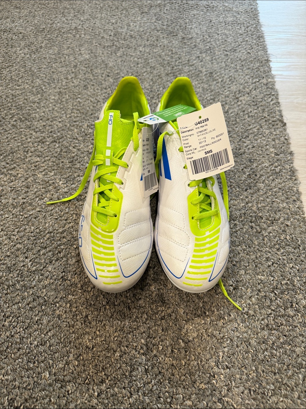 adidas F50 Soccer Cleats White & Green US 9 NWT